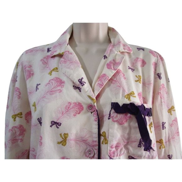 Victoria's Secret Gold Label Feather Bow Ribbon Pajama Set Ladies XS Dee Damage - Picture 5 of 16